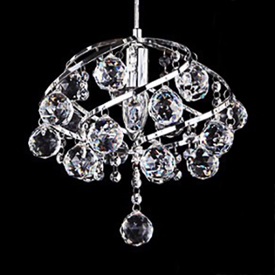 Kitchen Pendant Lights Contemporary with Hanging Cord, Adjustable Chrome Clear Crystal Pendant Lighting with Dome Shade