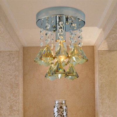 Modern Ceiling Light Clear Crystal 1 Light Nickel Chandelier for Foyer
