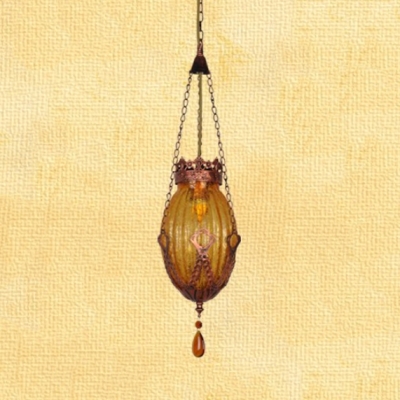 Restaurant Globe Hanging Lamp Metal Antique Rust Pendant Lamp with Crystal Decoration