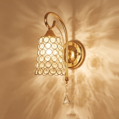 Tapered Hallway Wall Mounted Light Fixture Clear Crystal 1-Light Vintage Style Sconce Lighting