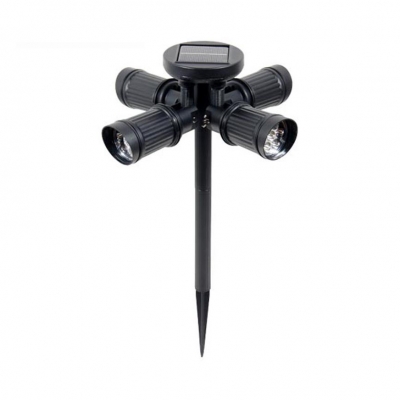 10W LED Solar Spotlight Waterproof Light in Black with Spike Stand for Garden Lawn