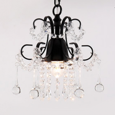 Dining Room Adjustable Chandelier Clear Crystal Modern Black/Gold Hanging Light Fixtures