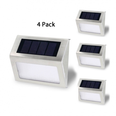 Solar Powered Wall Lights Outdoor 3 LED Stainless Steel  Step Lights in White/Warm