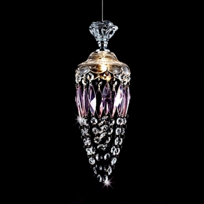 

Modern Pendant Lighting for Dining Room with Adjustable Hanging Cord, Spiral Pendant with Purple Clear Crystal, HL511672