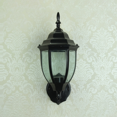 Lantern LED Wall Light Antique Style Clear Glass Waterproof Landscape Light in Black/Bronze for Yard Pathway