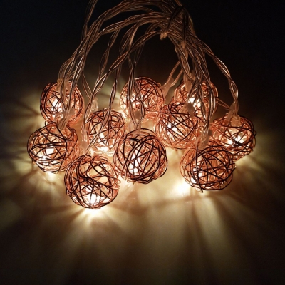 5ft 10 LED String Lamp with Globe Shape Pack of 2 Hanging Lights in Silver/Rose Gold