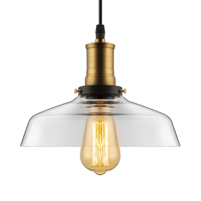 Bronze/Brass 1 Light Single LED Pendant in Clear Glass Shade