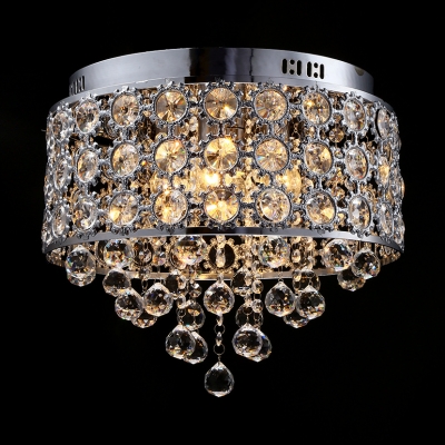 Clear/Amber Crystal Ceiling Lighting for Bedroom 4-Light Antique Style Flush Mount Light Fixture, H12
