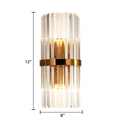 Clear Crystal Wall Mounted Light 2 Lights Contemporary Style Sconce Lighting for Bedroom