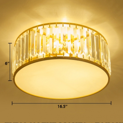 Contemporary Drum Ceiling Lighting Clear Crystal 3/4/5 Lights Flush Mount Light Fixture for Bedroom
