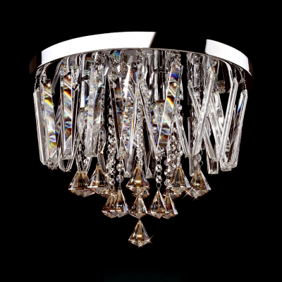 Contemporary Style Clear Crystal Flush Mount Light 3 Lights Ceiling Lighting in Chrome, White/Warm