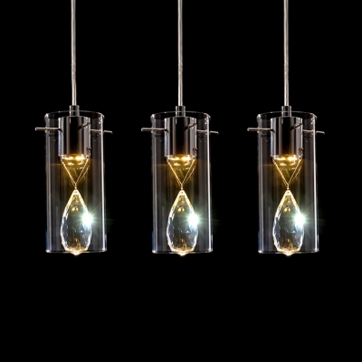 Dining Room Lighting Fixtures Modern with Hanging Cord, Adjustable Teardrop Pendant Light with Clear Crystal in Nickel