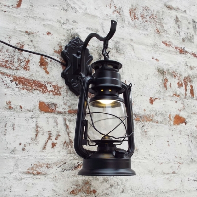 Living Room Kerosene Wall Lamp Metal Single Light Vintage Sconce Light in Black/Bronze