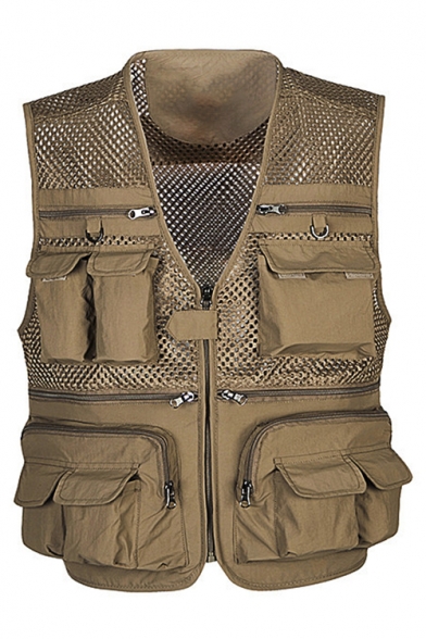 Kedera Mens Pockets Jacket Outdoors Travels Sports Vest Tops Multifunction Multi-Pocket Mesh Fishing Photo Journalist's Vest