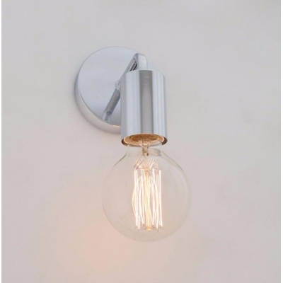 Single Light Globe Sconce Wall Light Industrial Metal Wall Sconce in Chrome/White