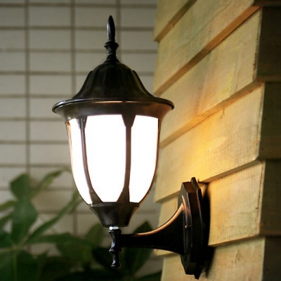 Waterproof Lantern Sconce Light Clear Glass Single Light Vintage Wall Lighting in Black/Bronze