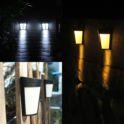 6 LED Tapered Wall Lighting 1 Pack Waterproof Solar Wall Lamp in White/Warm for Stair