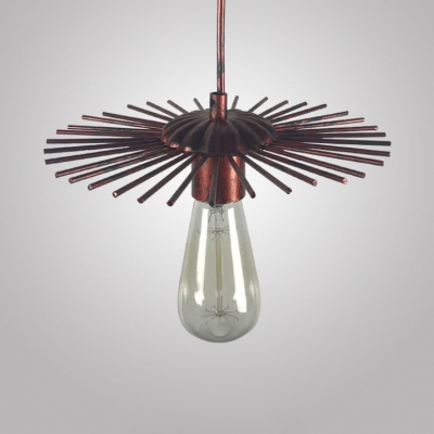 Antique Open Bulb Hanging Lamp Length Adjustable Glass Single Light Gold/Rust Pendant Lighting for Dining Room