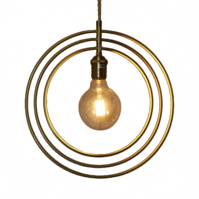 Brass Rings Pendant Light 1 Light Modern Metal Hanging Light for Bedroom