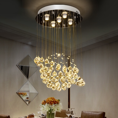 Chrome Sphere Ceiling Lighting 3/5 Lights Modern Clear Crystal Chandelier for Bedroom