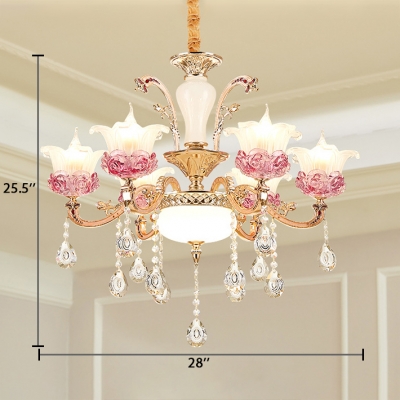 Classic Flower Wall Lamp Clear Crystal 6/8/10/12/15 Lights Gold Sconce for Living Room