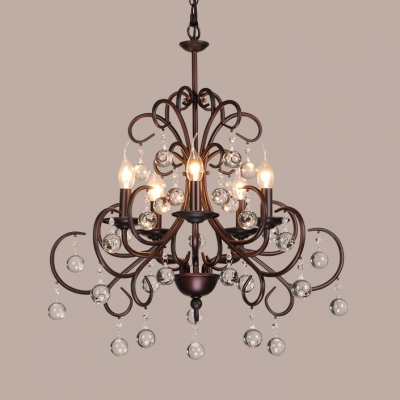 Foyer Candle Hanging Chandelier Metal Traditional Oiled Rubbed Bronze Height Adjustable Light Fixture with 12