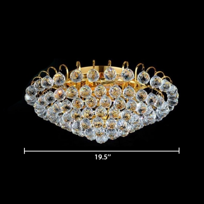 Modern Cone Flush Light 2/3/6 Lights Metal Ceiling Lamp with Clear Crystal in Chrome/Gold