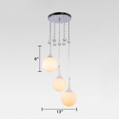 Modern Pendant Lighting Kitchen, Adjustable Ball Pendant Light Fixtures with Hanging Cord and Clear Crystal in Chrome