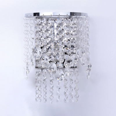 Vintage Style Wall Mounted Light One-Light Clear Crystal Sconce Lighting in Chrome