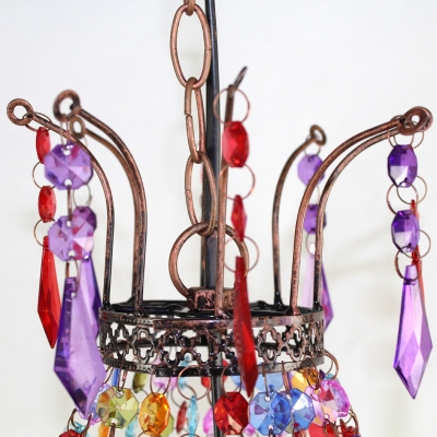 1/3 Lights Bowl Chandelier with Colorful Crystal Decoration Vintage Hanging Lights