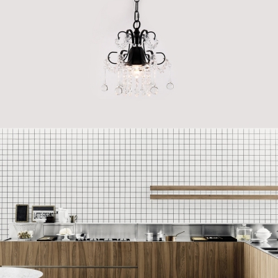 Dining Room Adjustable Chandelier Clear Crystal Modern Black/Gold Hanging Light Fixtures