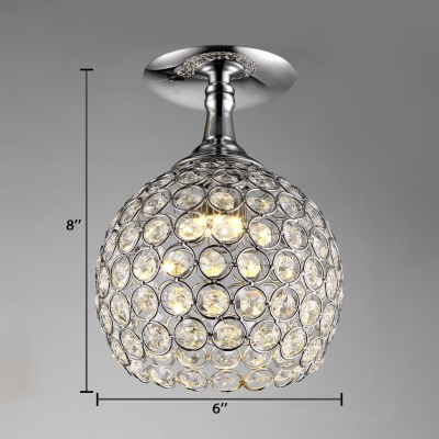 Modern Pendant Lighting for Dining Room, Height Adjustable Chrome Ball Clear Crystal Pendant Lights with Hanging Cord