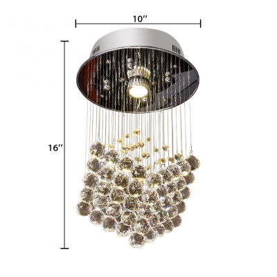 Clear Crystal Ball Ceiling Light 1 Light Modern Clear Crystal Chandelier for Bedroom