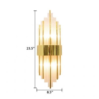 Clear Crystal Cylindrical Wall Sconce 2 Lights Modern Sconce in Gold/Aged Brass/Black/Rose Gold