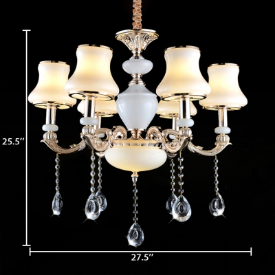 Contemporary Curved Chandelier 6/8/15 Lights Height Adjustable Clear Crystal Pendant Light with 16