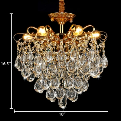 European Crystal Pendant Light 5/6/8 Lights Hanging Light Fixture in Gold for Dining Room