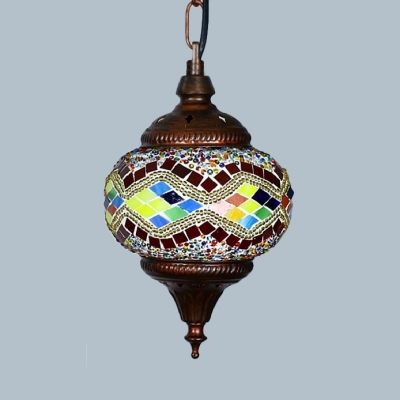 Globe Dining Room Pendant Light Fixture Mosaic Single Light Moroccan Hanging Lamp