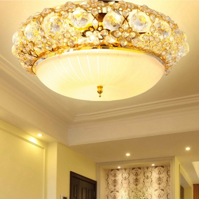 Modern Dome Flush Mount Light Metal 3/4/5 Lights Gold/Silver Ceiling Fixture for Bedroom