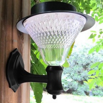 Waterproof Solar Wall Sconce with Cone 8 LED Clear Glass Wall Lighting for Garden in Warm/White