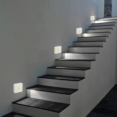 1/4 Pack Stair Lighting Step Motion Sensor and Dusk to Dawn Sensor Wall Light in White