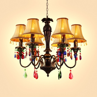 Red/Blue/Green/Yellow Tapered Chandelier 6 Lights Colorful Metal Pendant Light for Living Room