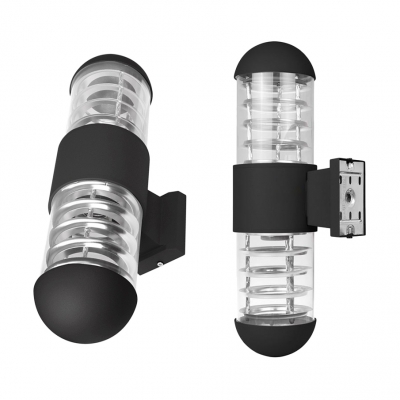 2 LED Glass Security Lamp Wireless Waterproof Wall Lighting in Silver/Black for Yard Pathway
