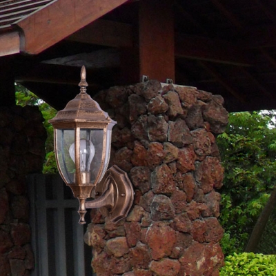 Single Light Lantern Wall Light Waterproof Vintage Clear Glass LED Landscape Light in Black/Bronze for Yard