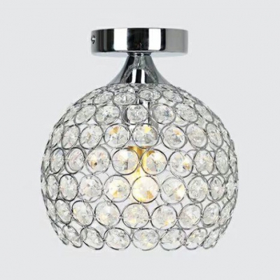 Bedroom Orb Semi Flush Light Clear Crystal Contemporary Gold/Silver Ceiling Lighting, 8