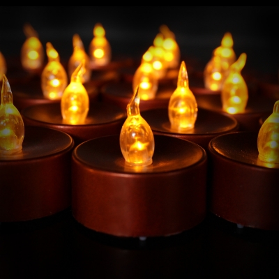 Brown Tea Light Pack of 24 Water-Resistant LED Flameless Candles for Outdoor Indoor