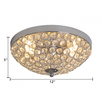 Clear Crystal Domed Ceiling Light Fixture 2 Lights Contemporary Flush Mount for Bedroom, 5