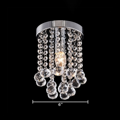Dining Room Cylinder Ceiling Light  Clear Crystal Contemporary Nickel Chandelier