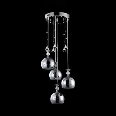 Dining Room Lighting Globes with Hanging Cord, Adjustable Chrome Pendant Light with Clear Crystal Modern