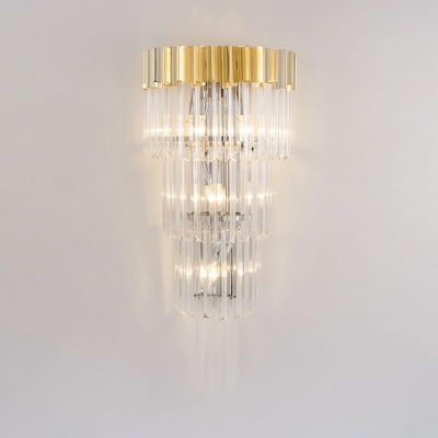 Modern Drum Wall Lamp 1/3/4 Lights Clear Crystal Sconce Light in Gold for Bathroom