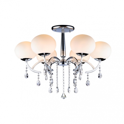 Modern Globe Chandelier 3/6/8/9 Lights Metal Hanging Lamp with Clear Crystal Decoration in Chrome
